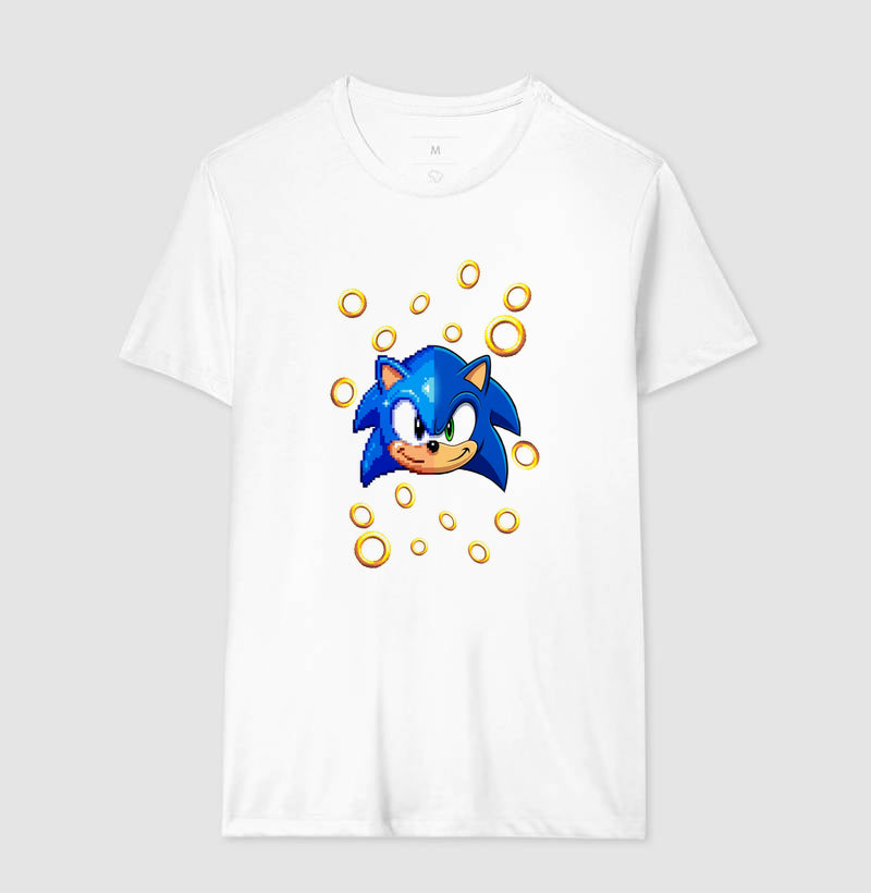 “Camiseta Sonic Gerações – Estampa Clássica e Moderna Gamer e Pixel Art”