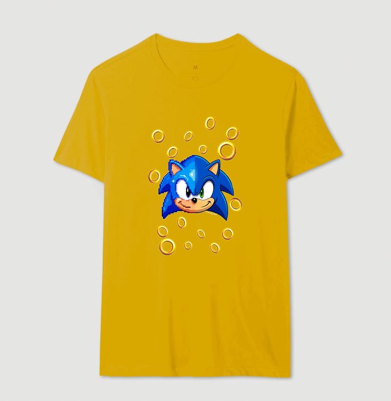“Camiseta Sonic Gerações – Estampa Clássica e Moderna Gamer e Pixel Art”