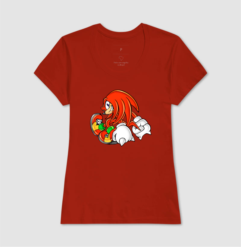 Camiseta Knuckles Retro – Estampa Clássica do Equidna Vermelho