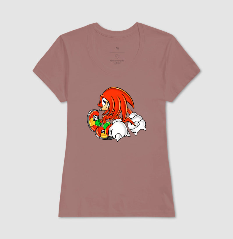 Camiseta Knuckles Retro – Estampa Clássica do Equidna Vermelho
